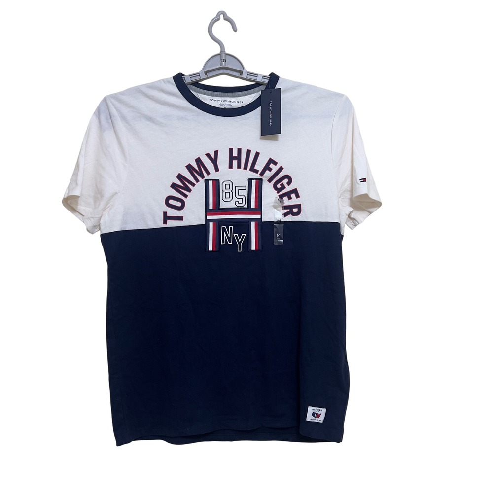 Tommy Hilfiger Mens‎ T Shirt Size M Colorblock Graphic NY 85 Logo Tee